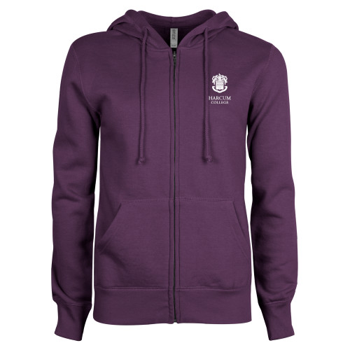 Harcum ENZA Womens Purple Fleece Full Zip Hoodie
