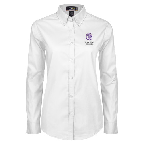  Womens White Twill Button Down Long Sleeve - Primary Mark