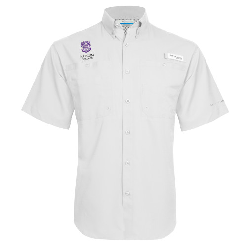  Columbia White Tamiami Performance Short Sleeve Shirt - Primary Mark