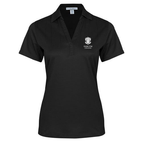  Womens Black Performance Fine Jacquard Polo - Primary Mark
