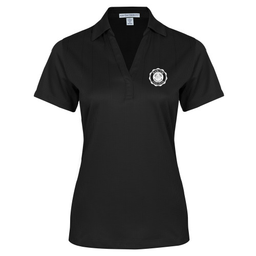  Womens Black Performance Fine Jacquard Polo - College Seal