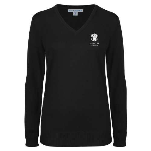  Womens Black VNeck Sweater - Primary Mark