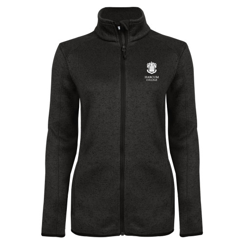  Womens Black Heather Fleece Jacket - Primary Mark