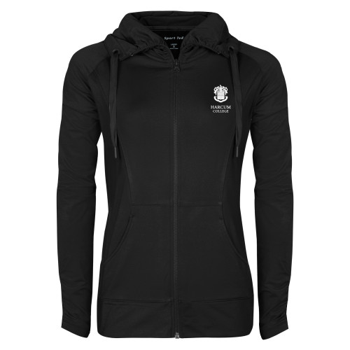  Womens Black Sport Wick Stretch Full Zip Jacket - Primary Mark