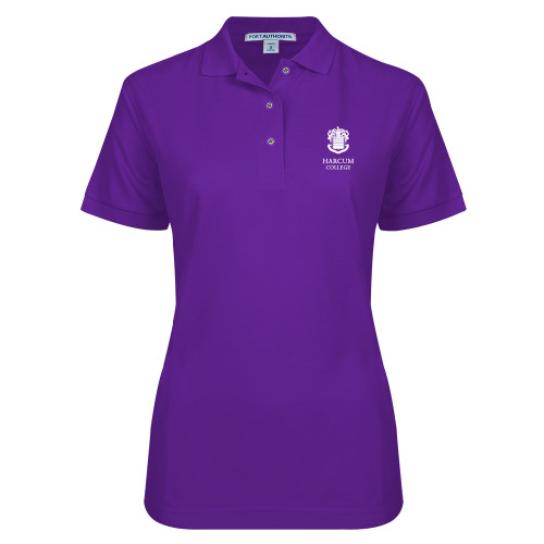  Womens Silk Touch Purple Pique Polo - Primary Mark