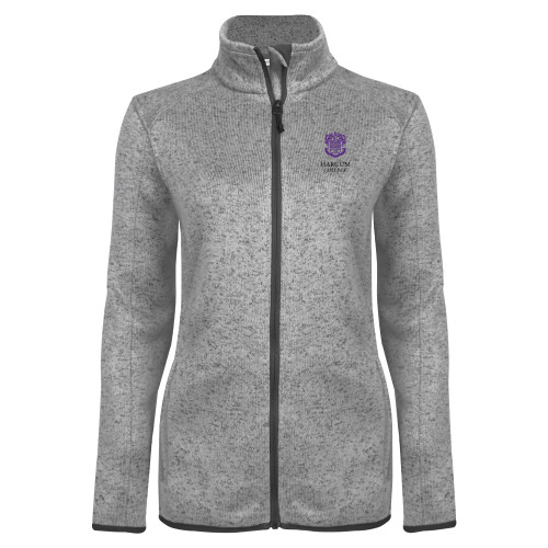  Womens Grey Heather Fleece Jacket - Primary Mark