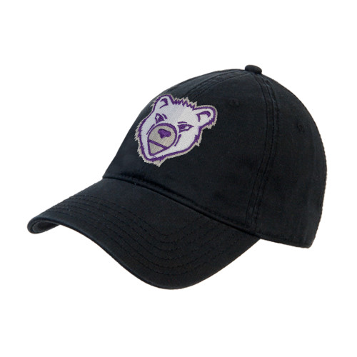  Black Unstructured Adjustable Low Profile Hat - Bear Head