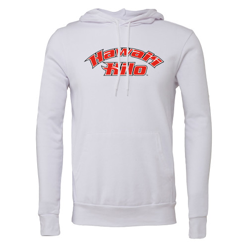  Bella + Canvas White Fleece Hood - Hawaii at Hilo Arched