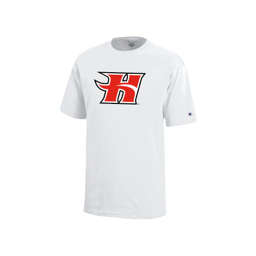  Champion Youth White Short Sleeve Tee - Flaming H