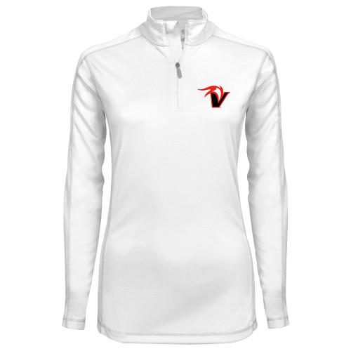  Syntrel Womens White Interlock 1/4 Zip - Fire and Sail