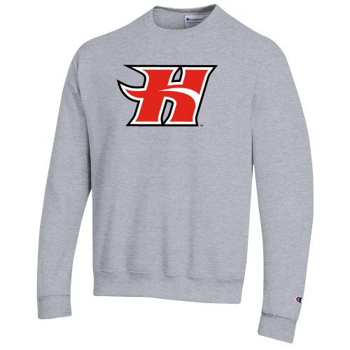  Champion Heather Grey Fleece Crew - Flaming H
