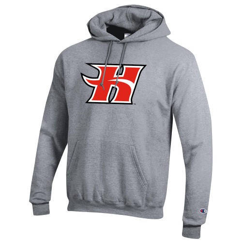  Champion Heather Grey Fleece Hoodie - Flaming H
