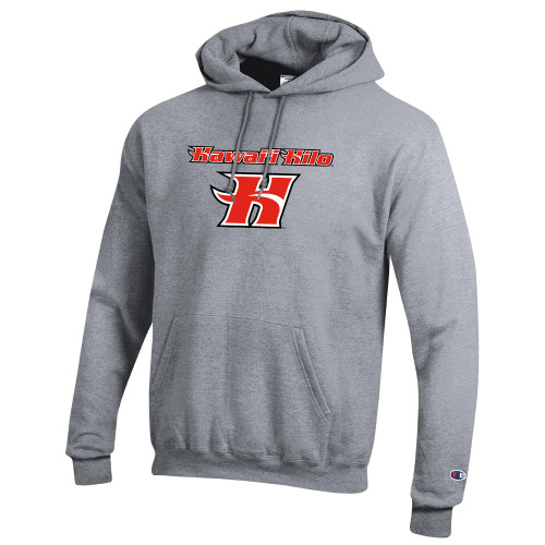  Champion Heather Grey Fleece Hoodie - Hawaii Hilo H
