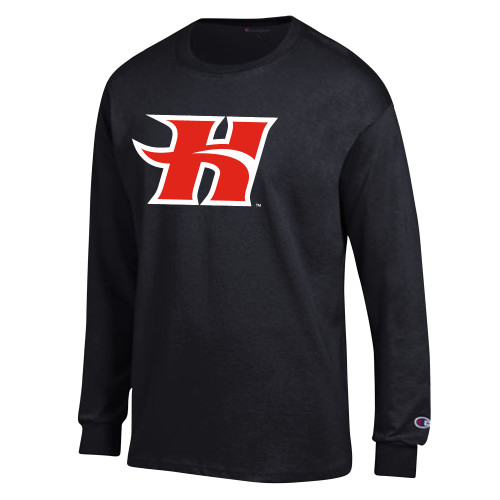  Champion Black Long Sleeve T Shirt - Flaming H
