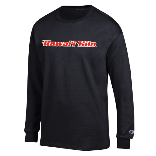  Champion Black Long Sleeve T Shirt - Hawaii Hilo Flat