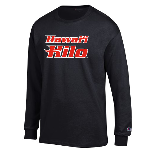  Champion Black Long Sleeve T Shirt - Hawaii Hilo Stacked