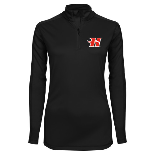  Syntrel Womens Black Interlock 1/4 Zip - Flaming H