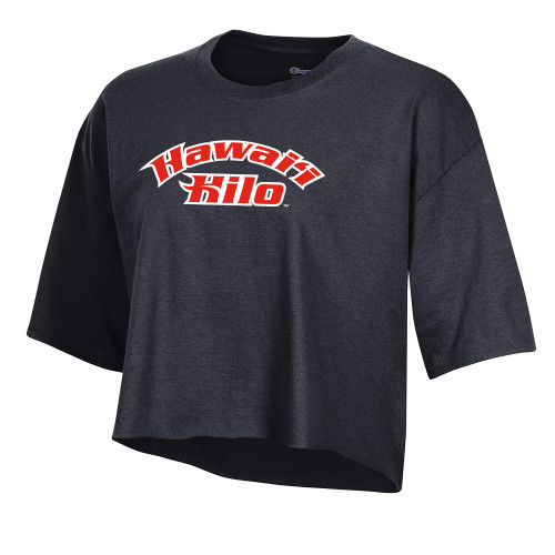  Champion Womens Black Crop Tee - Hawaii at Hilo Arched