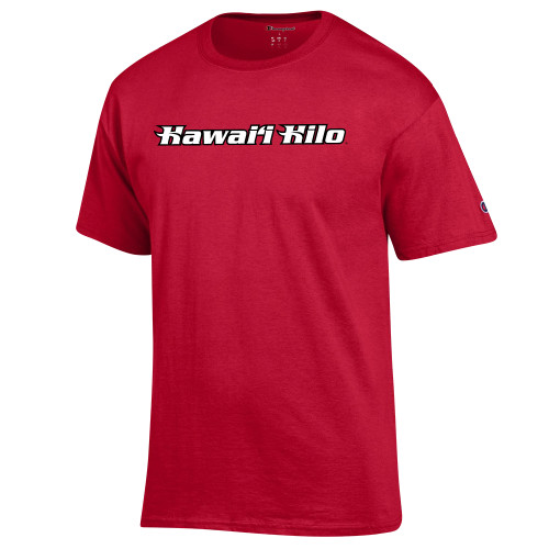  Champion Scarlet Red T Shirt - Hawaii Hilo Flat