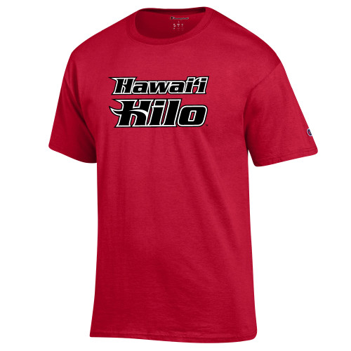  Champion Scarlet Red T Shirt - Hawaii Hilo Stacked