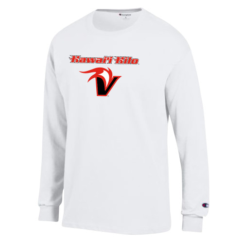  Champion White Long Sleeve T Shirt - Hawaii Hilo V