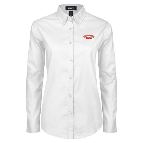  Womens White Twill Button Down Long Sleeve - Hawaii Hilo Arched