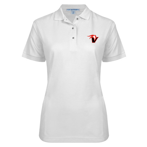  Womens Silk Touch White Pique Polo - Fire and Sail