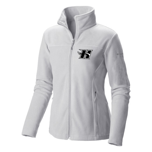  Columbia Womens Full Zip White Fleece Jacket - Flaming H