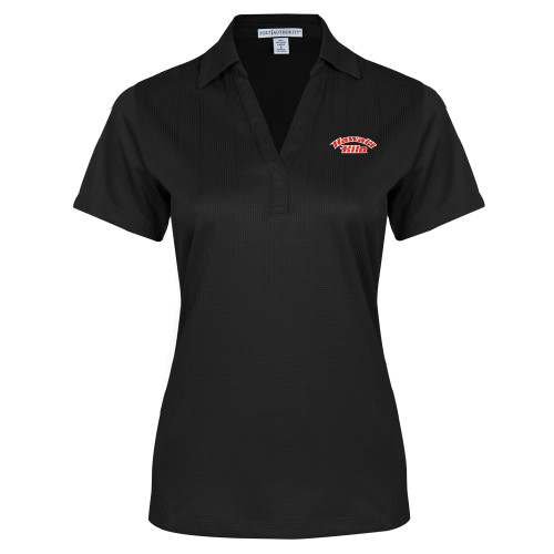 Womens Black Performance Fine Jacquard Polo - Hawaii Hilo Arched
