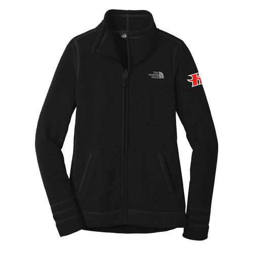  The North Face Womens Black Heather Fleece Jacket - Flaming H