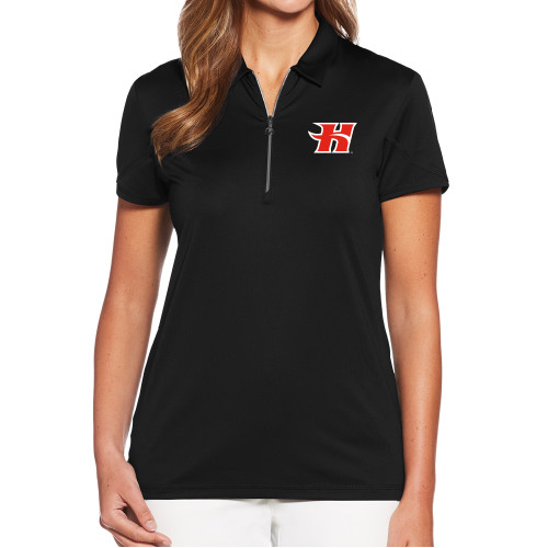  Callaway Womens Black Tulip Sleeve Zip Polo - Flaming H