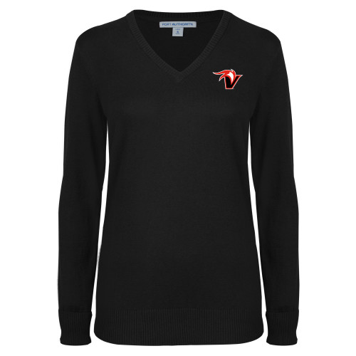  Womens Black VNeck Sweater - Fire and Sail