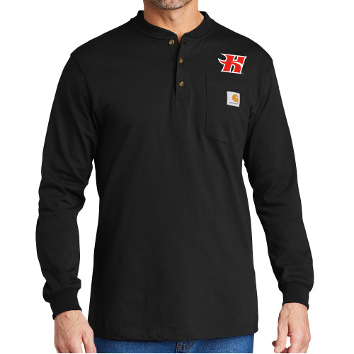  Carhartt Black Long Sleeve Henley Shirt - Flaming H