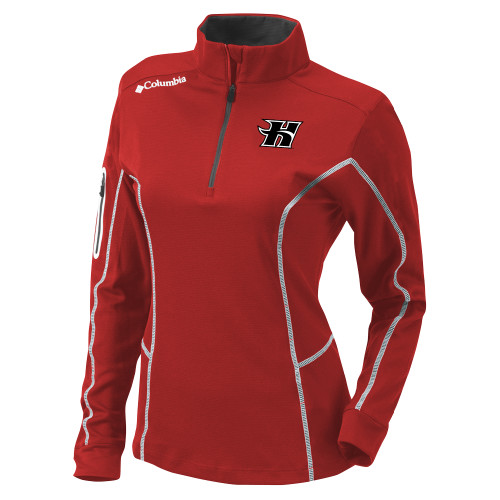  Columbia Womens Omni Wick Red 1/4 Zip - Flaming H