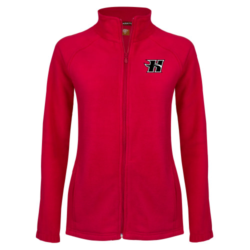  Womens Red Fleece Full Zip Jacket - Flaming H