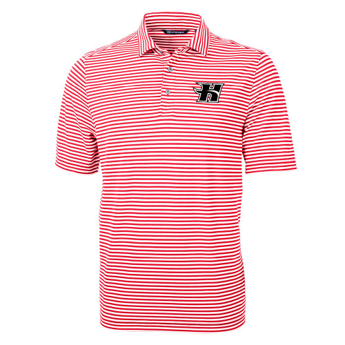  C&B Red Virtue Eco Pique Stripe Polo - Flaming H