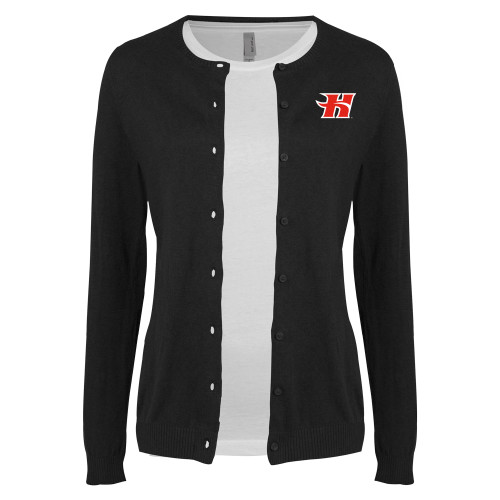  Womens Black Cardigan Sweater - Flaming H