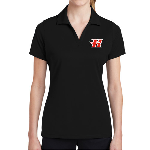  Womens Black Dry Mesh Polo - Flaming H