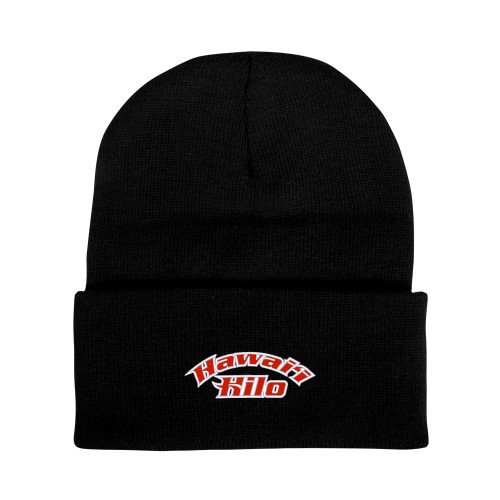  Black Knit Beanie w/Cuff - Hawaii Hilo Arched