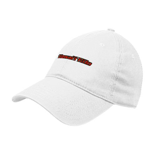  White Unstructured Adjustable Low Profile Hat - Hawaii Hilo Flat