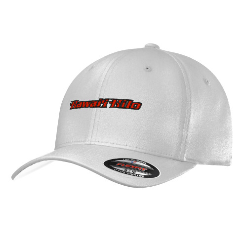  White Flexfit Structured Low Profile Hat - Hawaii Hilo Flat