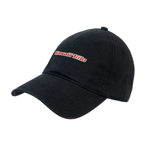  Black Unstructured Adjustable Low Profile Hat - Hawaii Hilo Flat