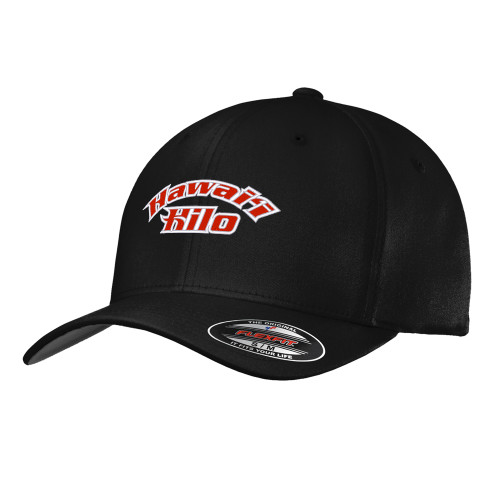  Black Flexfit Structured Low Profile Hat - Hawaii Hilo Arched