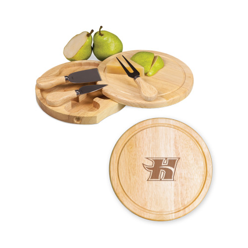  7.5 Inch Brie Circular Cutting Board Set - Flaming H Engraved