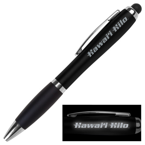  LIGHT UP LOGO Black Stylus Pen - Hawaii Hilo Flat Engraved