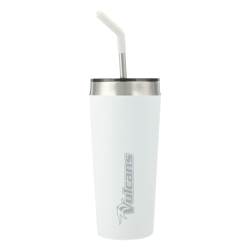  Faye White Vacuum Tumbler w/ Stainless Steel Straw 20 oz - Vulcans Wordmark Engraved