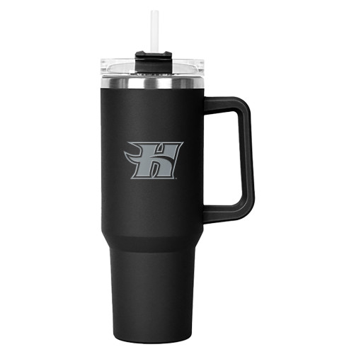  Hippo Black Mug & Straw Lid with Twist Closure 40 oz - Flaming H Engraved