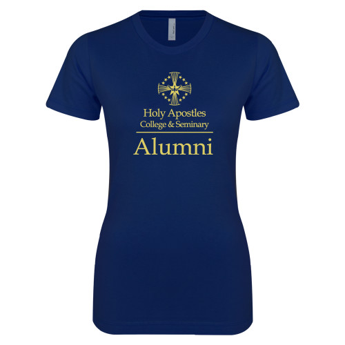  Next Level Womens Navy Boyfriend Tee - Alumni Stacked