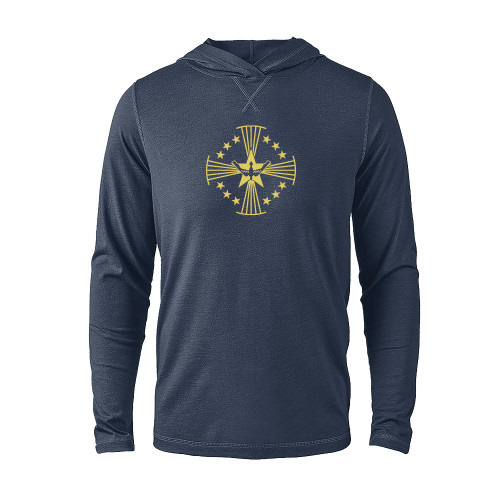  Navy Heather Long Sleeve Hooded Tee - Core Logo