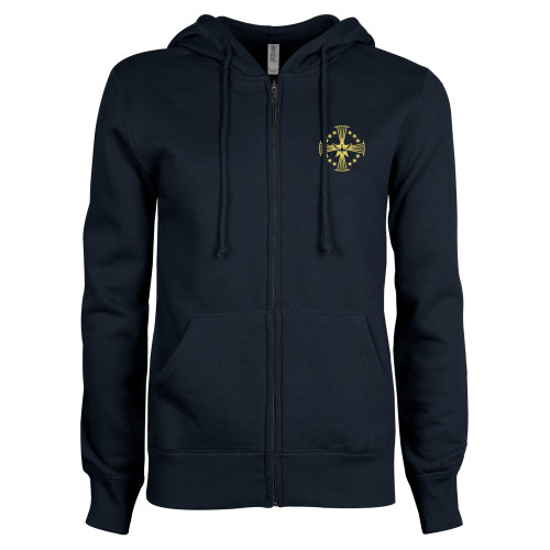  ENZA Womens Navy Fleece Full Zip Hoodie - Core Logo